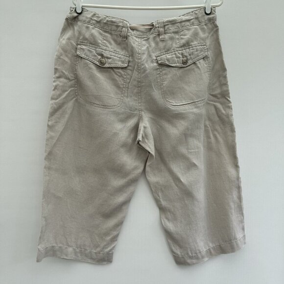 Tristan 100% Linen Capri Pants size medium drawstring waist - Picture 2 of 9